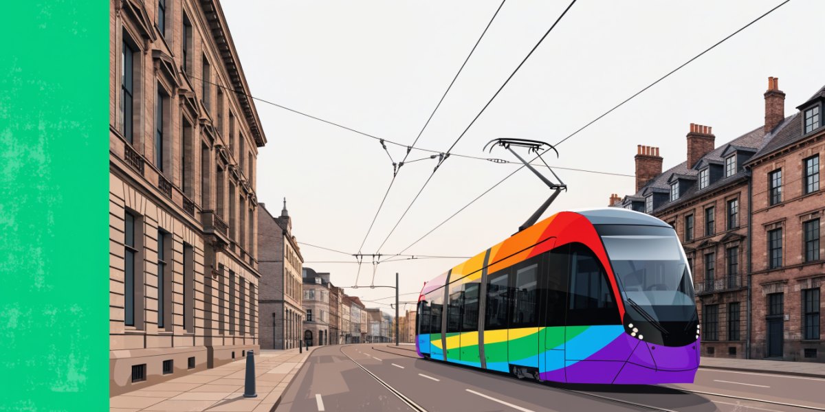 Aura & TfGM Launch 2025 Manchester Pride Tram Wrap